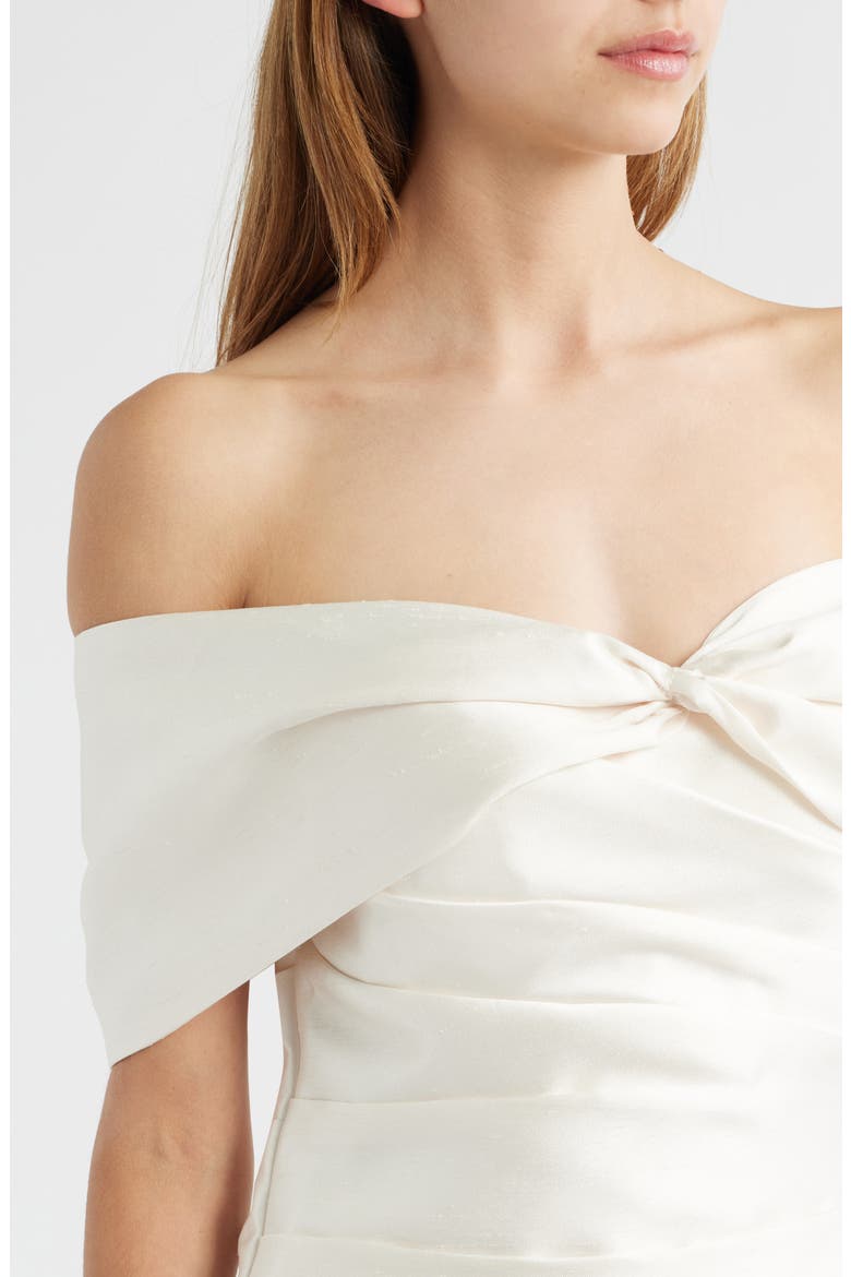 Off the Shoulder Taffeta Gown, Alternate, color, PEARL