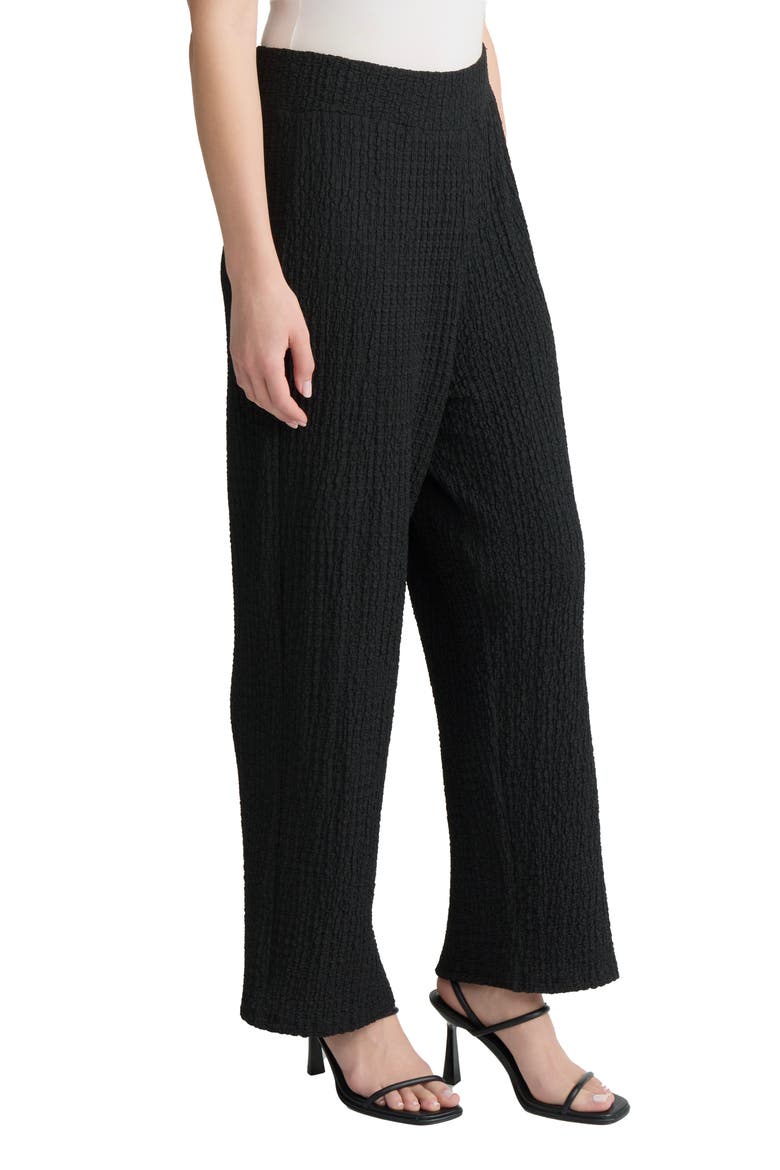 Puckered Wide Leg Pull-On Ankle Pants, Alternate, color, JONES BLACK