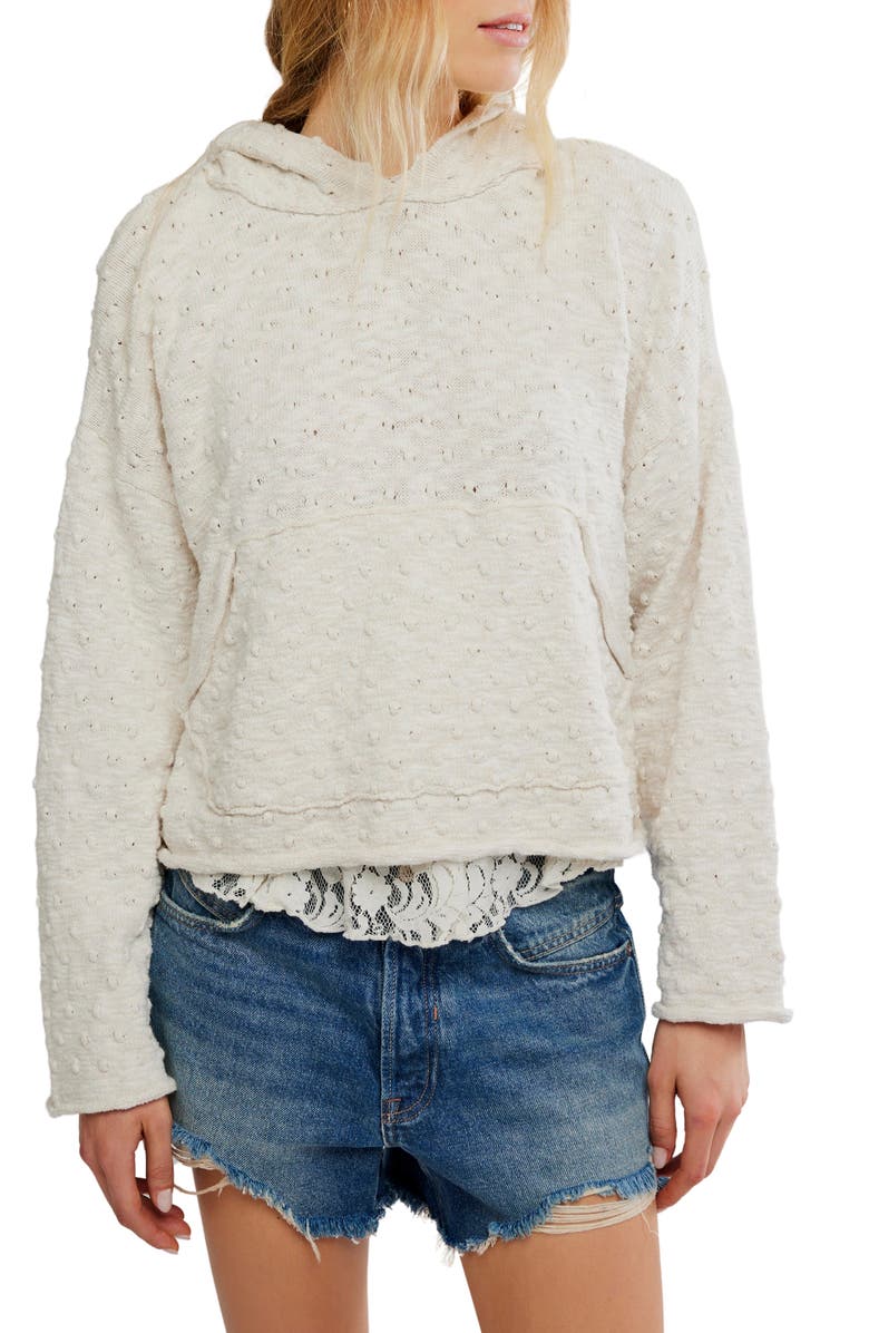 Free People Lake Side Open Knit Hoodie, Main, color, Marshmallow