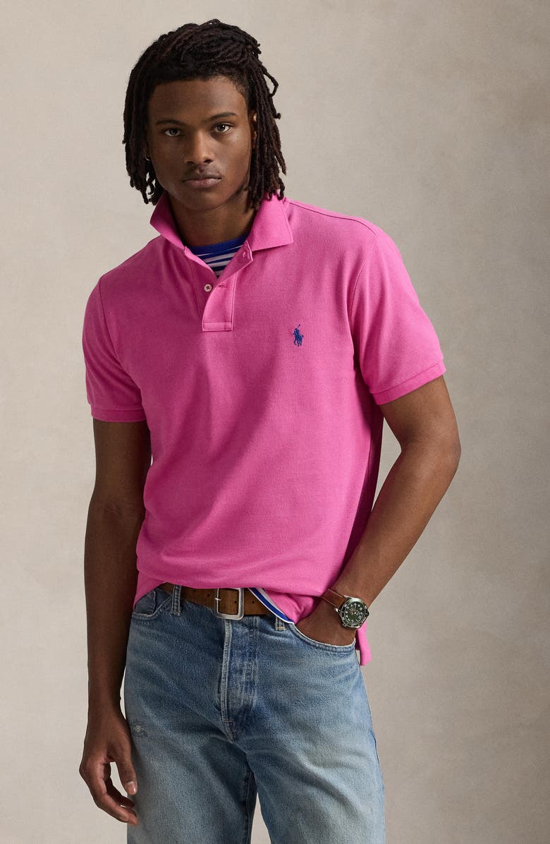 Polo Ralph Lauren The Iconic Solid Pink Cotton Piqué Polo, Alternate, color, 
