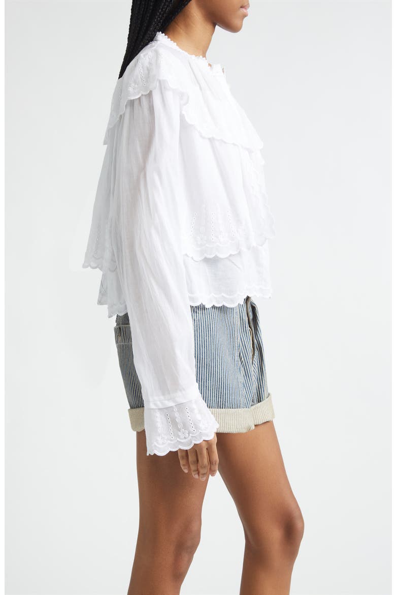 Kelmon Embroidered Eyelet Ruffle Shirt, Alternate, color, WHITE