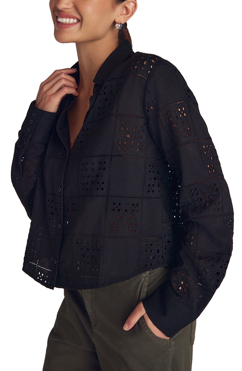 Bella Dahl Embroidered Eyelet Button-Up Shirt, Alternate, color, Black