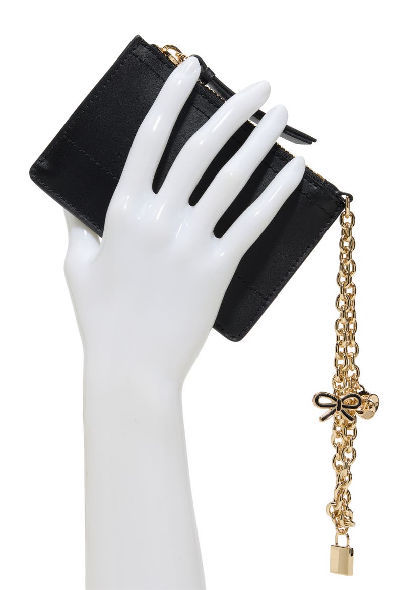 Sutton Charm Leather Card Case, Alternate, color, BLACK/BLACK