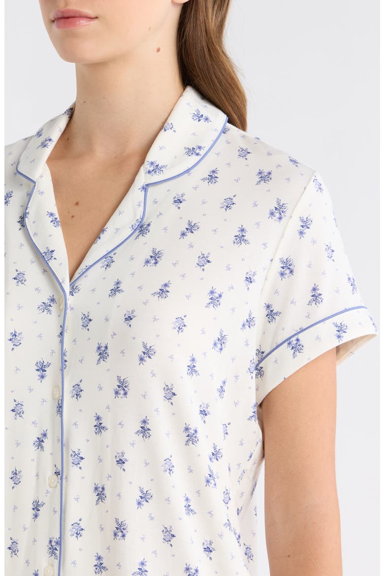 Moonlight Eco Short Pajamas, Alternate, color, IVORY- BLUE TAPESTRY FLORAL