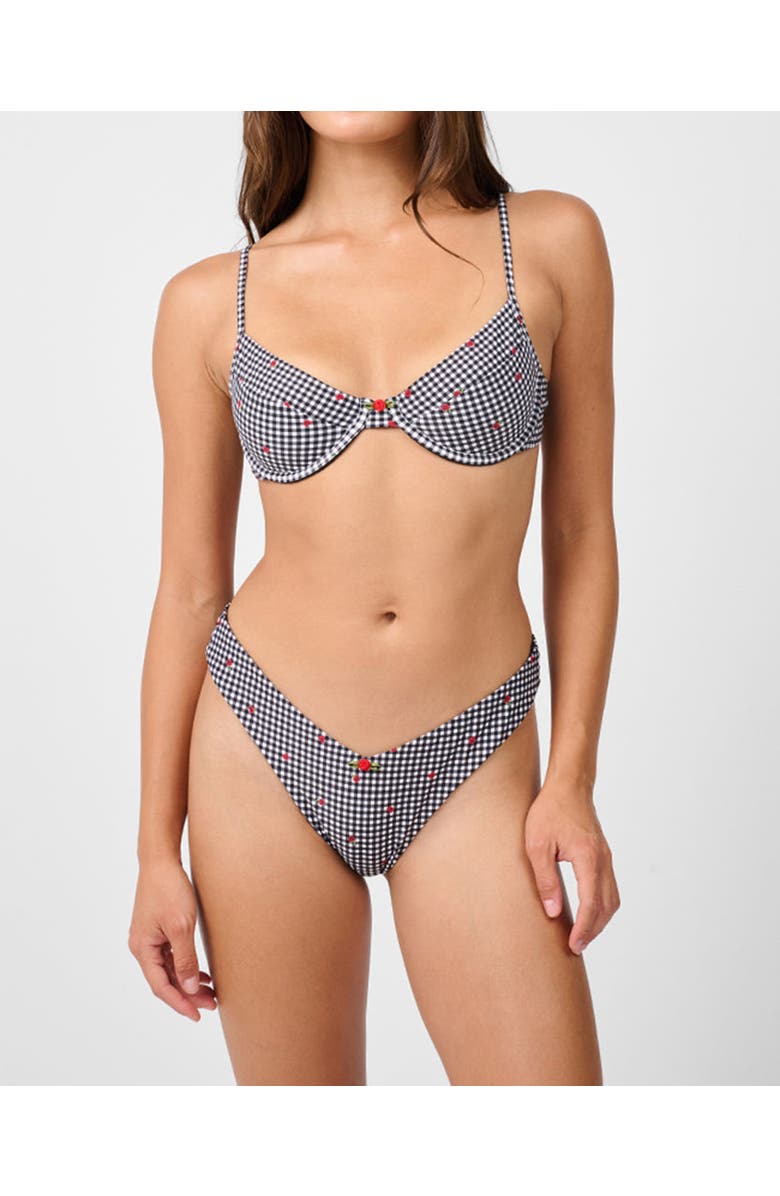 WeWoreWhat Full Coverage Underwire Bikini Top, Main, color, Black/Off White