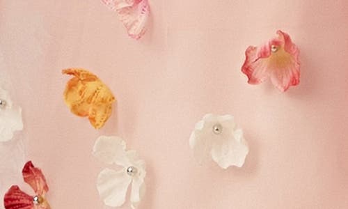 English Factory Floral Appliqué Midi Dress In Pink