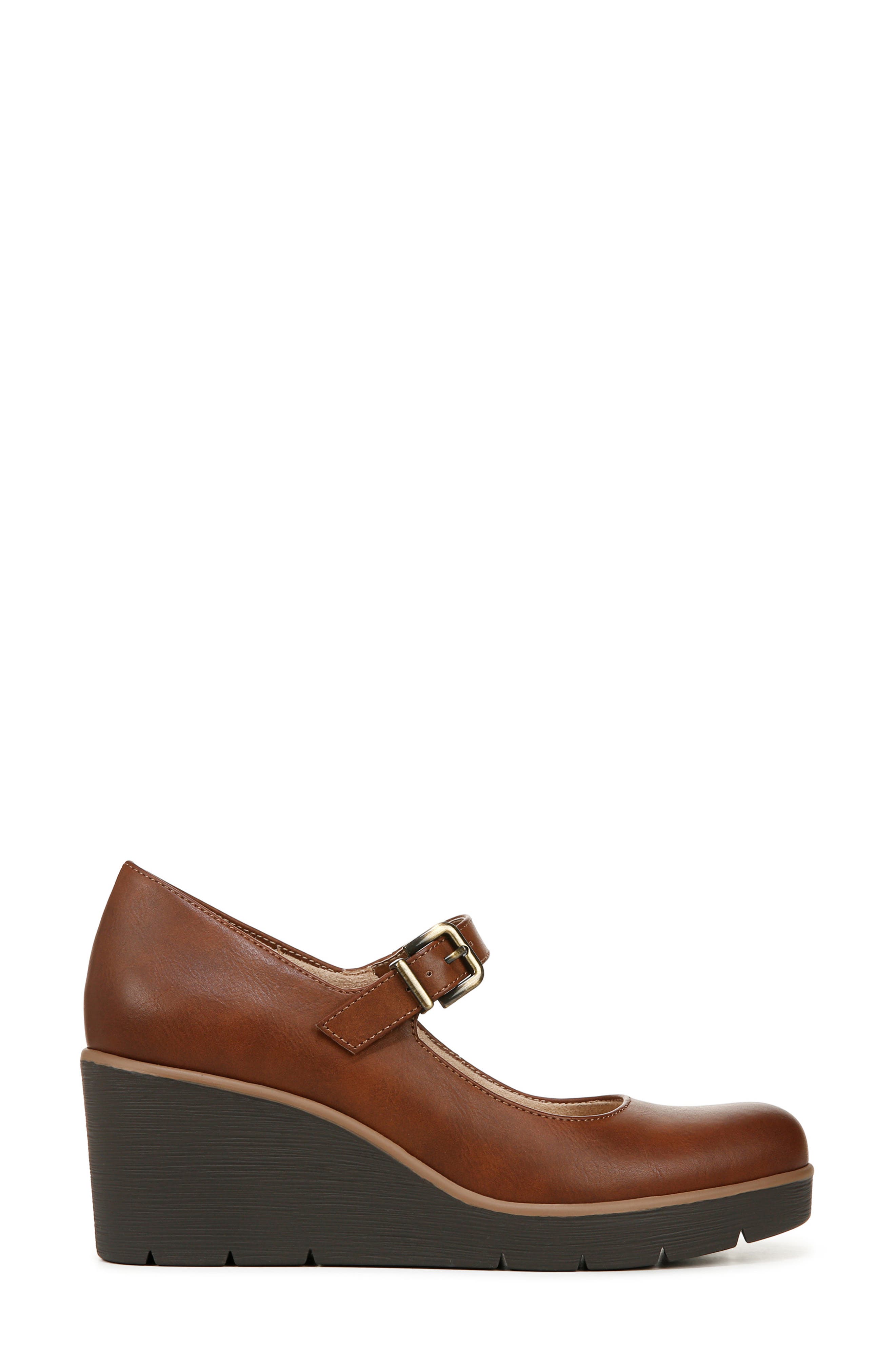 Adore Mary Jane Wedge, Alternate, color, TOFFEE BROWN FAUX LEATHER