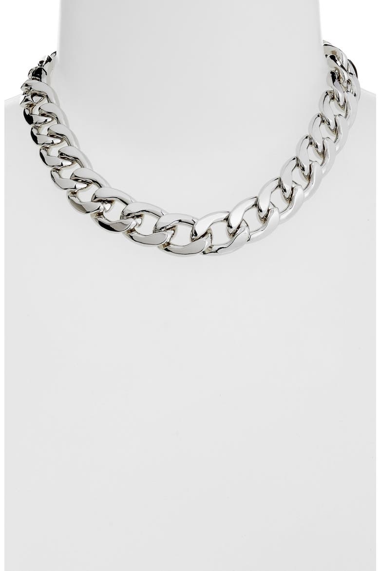 Large Chain Collar Necklace (Nordstrom Exclusive), Alternate, color, RHODIUM