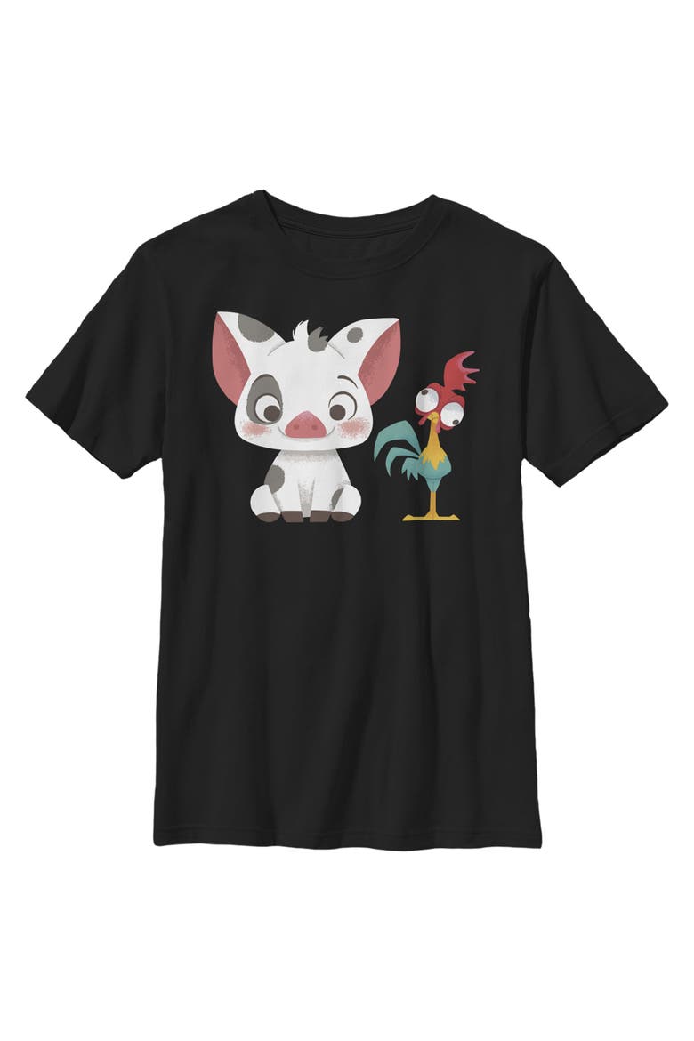 Boy's Moana Pua & Hei Hei Friends  Graphic T-Shirt, Main, color, Black