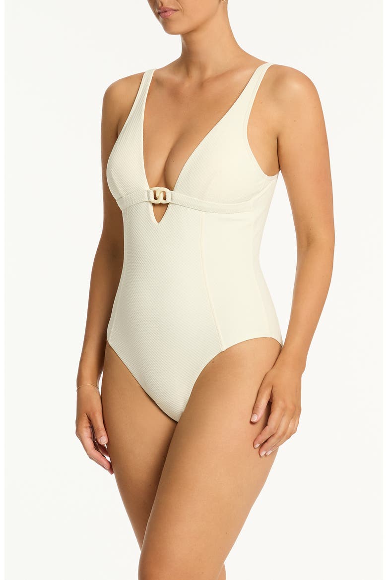 Nautique Chain Link One-Piece Swimsuit, Alternate, color, COCONUT