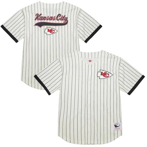 Men's Mitchell & Ness  Cream Kansas City Chiefs Final Seconds Vintage Logo Mesh Button-Up Shirt