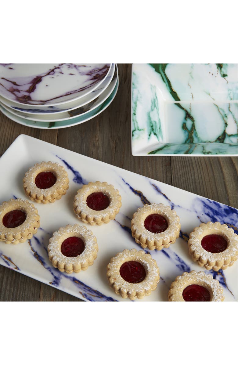 Prouna Marble Azure 13 Inch Sandwich/ Cake Tray, Alternate, color, White