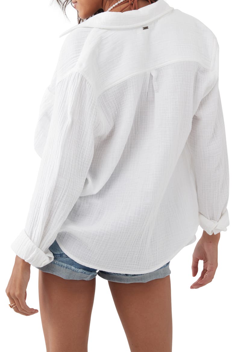 Leni Cotton Gauze Button-Up Shirt, Alternate, color, WHITE