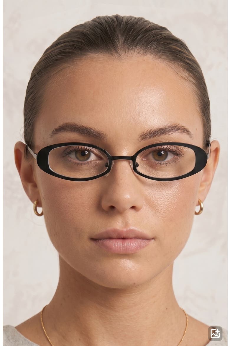 Kylie 51mm Oval Blue Light Blocking Glasses, Alternate, color, BLACK/ CLEAR