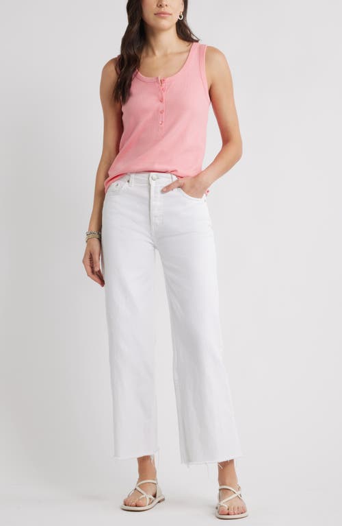 Caslonr Caslon(r) Henley Stretch Cotton Rib Tank In Pink