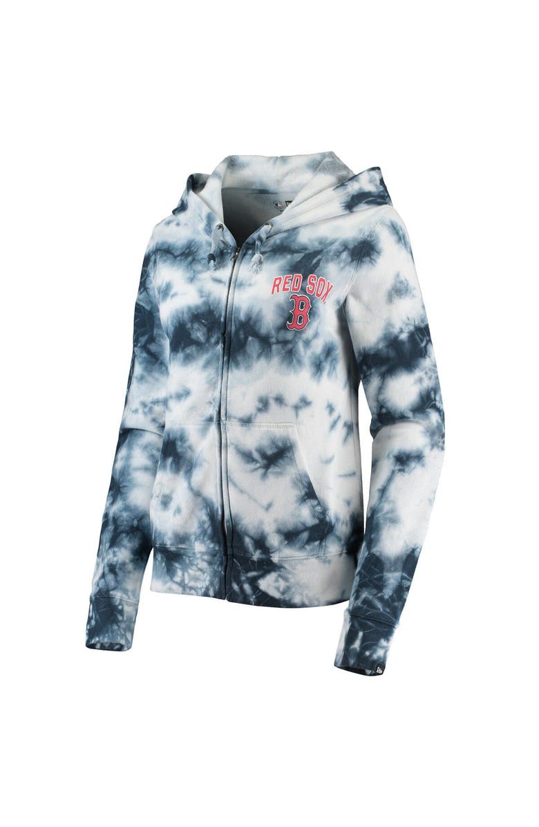 New Era Women's New Era Navy Boston Red Sox Tie-Dye Fleece Full-Zip Hoodie, Alternate, color, Navy
