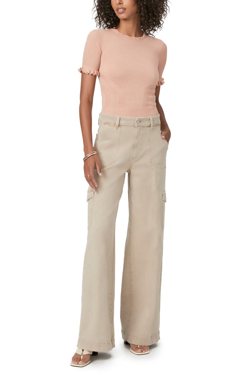 PAIGE Triste Metallic Short Sleeve Sweater, Alternate, color, Peachmet