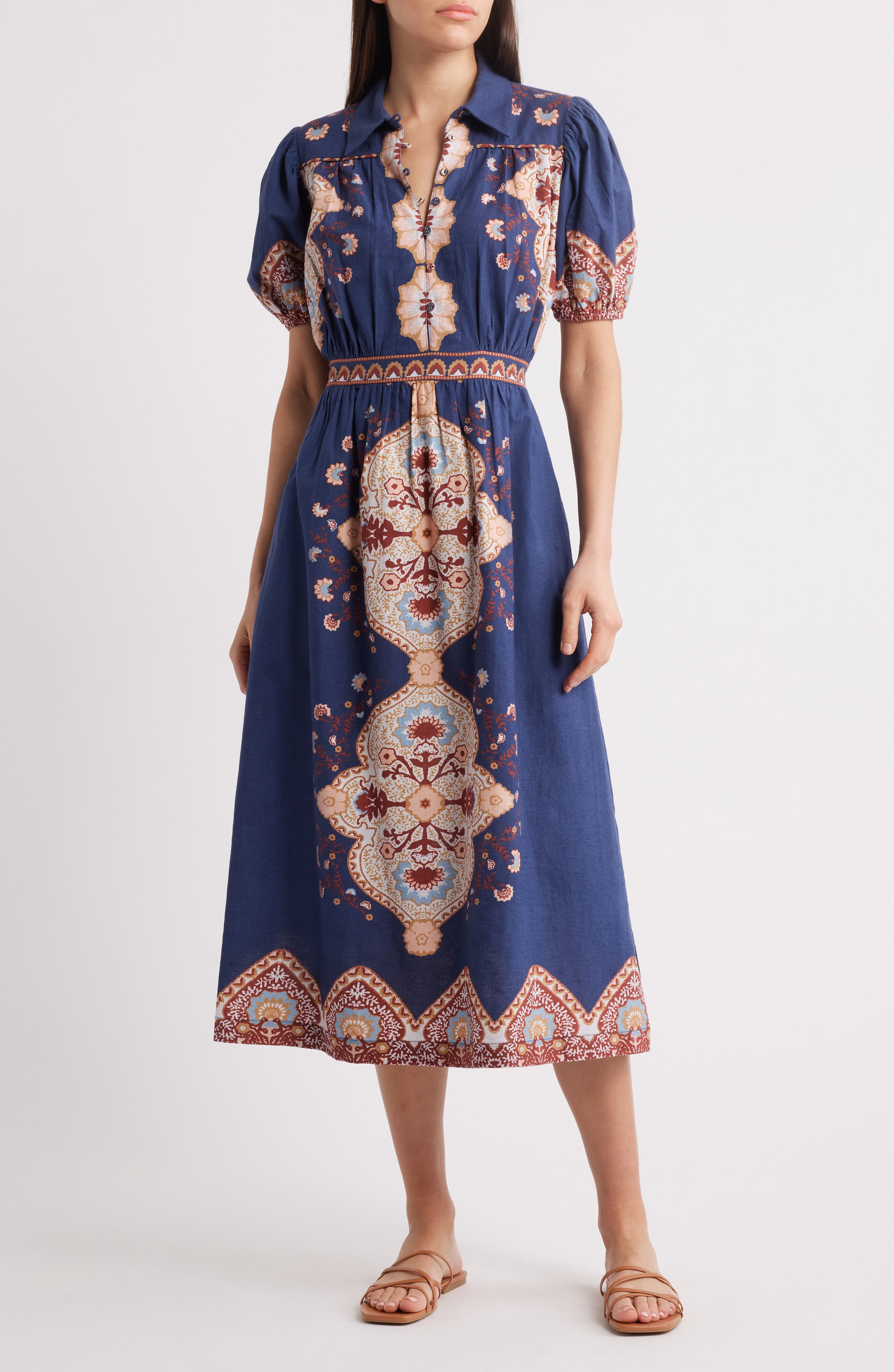 Cleobella Asha Cotton & Linen Midi Shirtdress