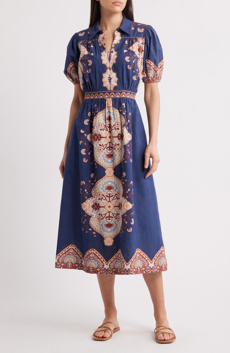 Cleobella Asha Cotton & Linen Midi Shirtdress, Main, color,