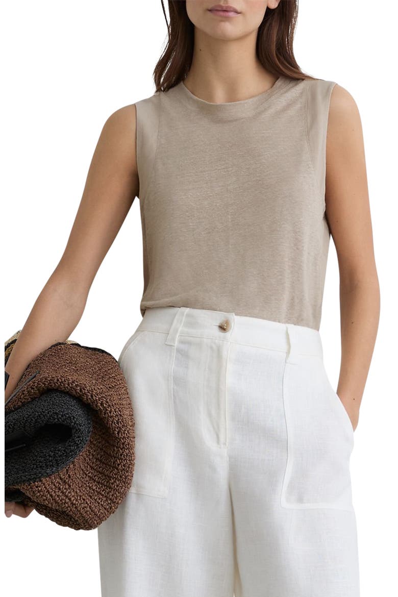 Amy Linen Tank, Main, color, STONE NEUTRAL