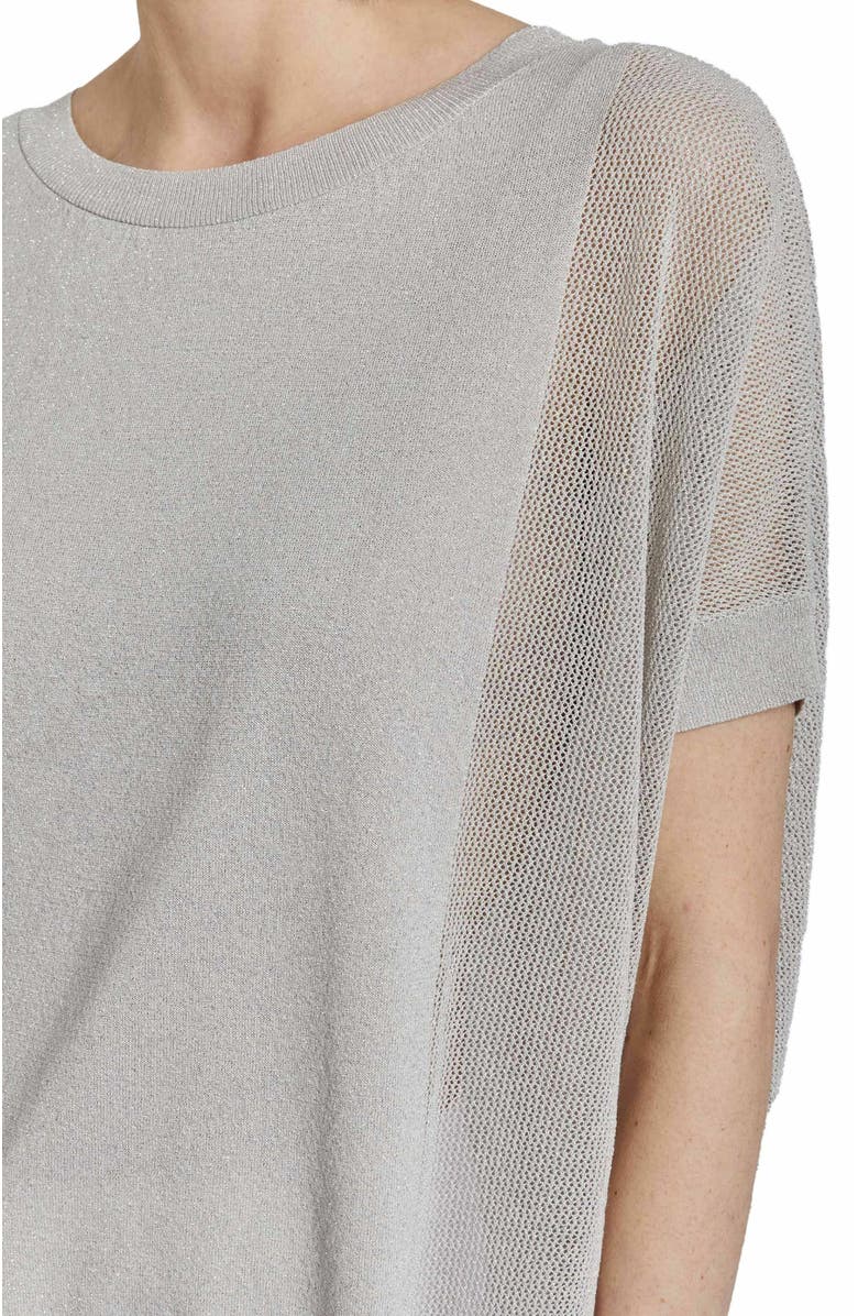 Santorelli LEVI Short Sleeve Mesh Knit with Lurex, Alternate, color, Beige
