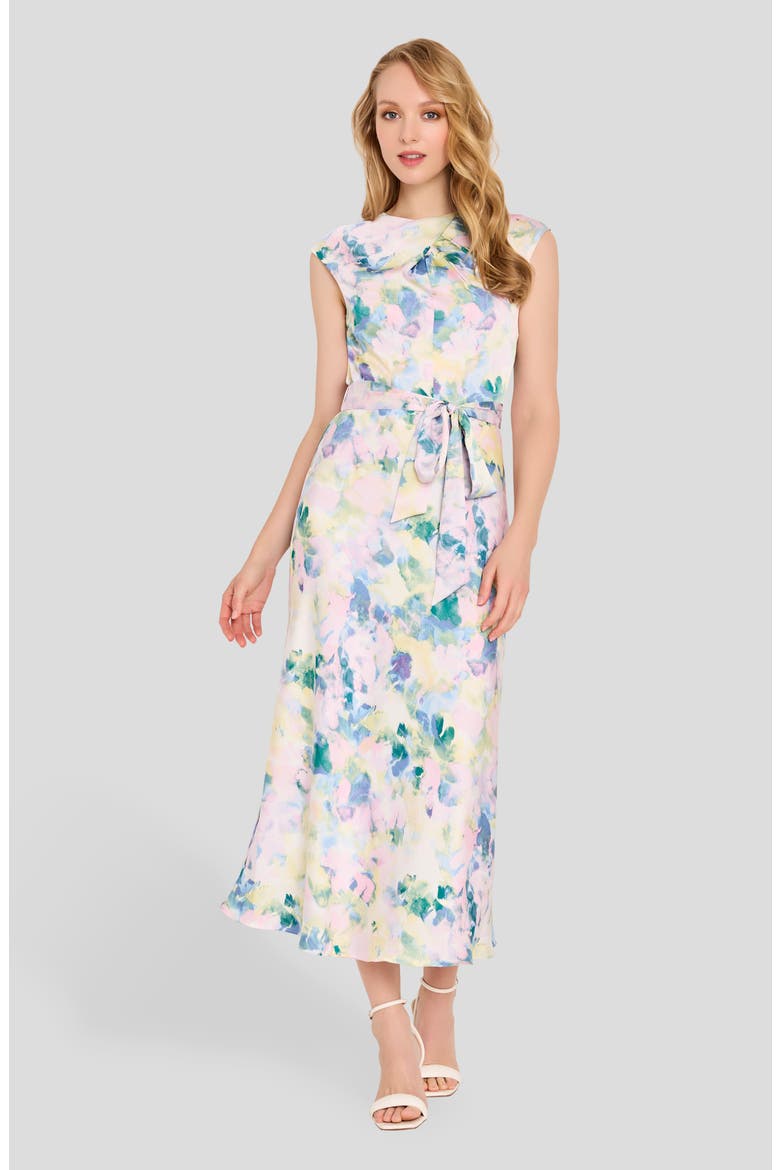 Abstract Print Cross Neck Sleeveless Midi Dress, Alternate, color, BLUSH BUTTERCUP