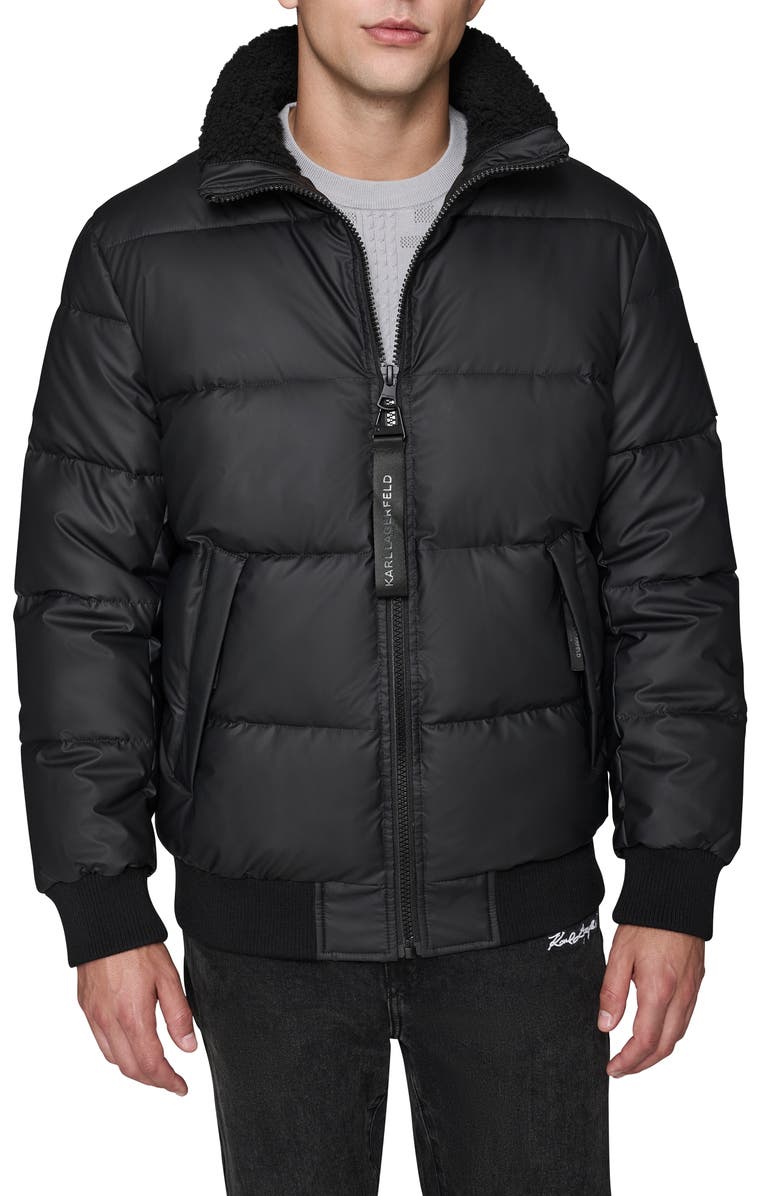KARL LAGERFELD PARIS Puffer Jacket, Main, color, Black