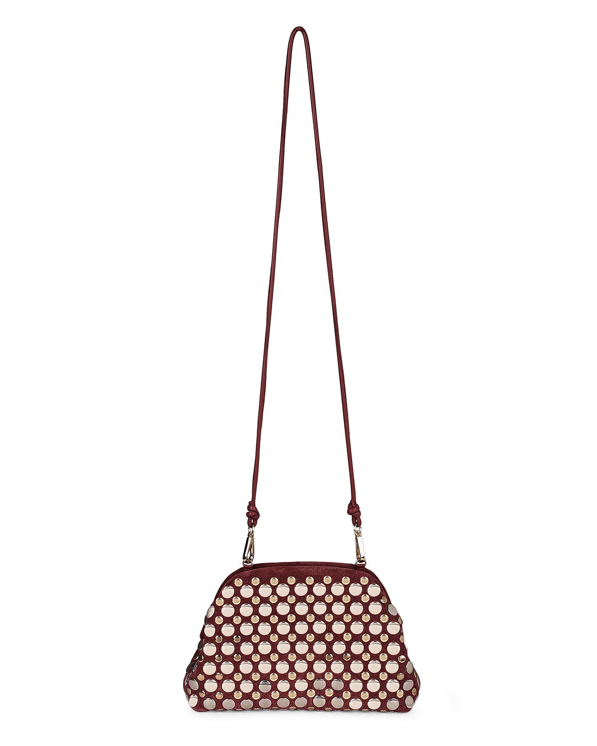 Aya Studded Frame Clutch, Alternate, color, BURGUNDY