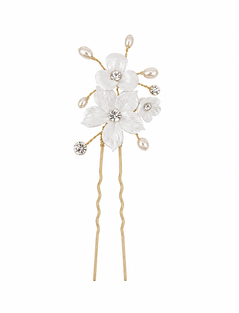 Lilac Ceramic Flower Hair Pin