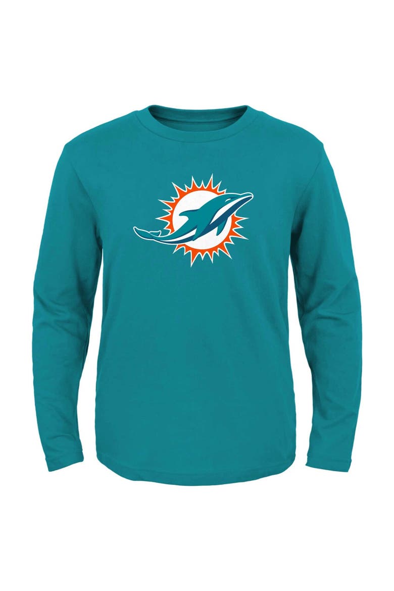 Youth Aqua Miami Dolphins Primary Logo Long Sleeve T-Shirt, Main, color, Aqua