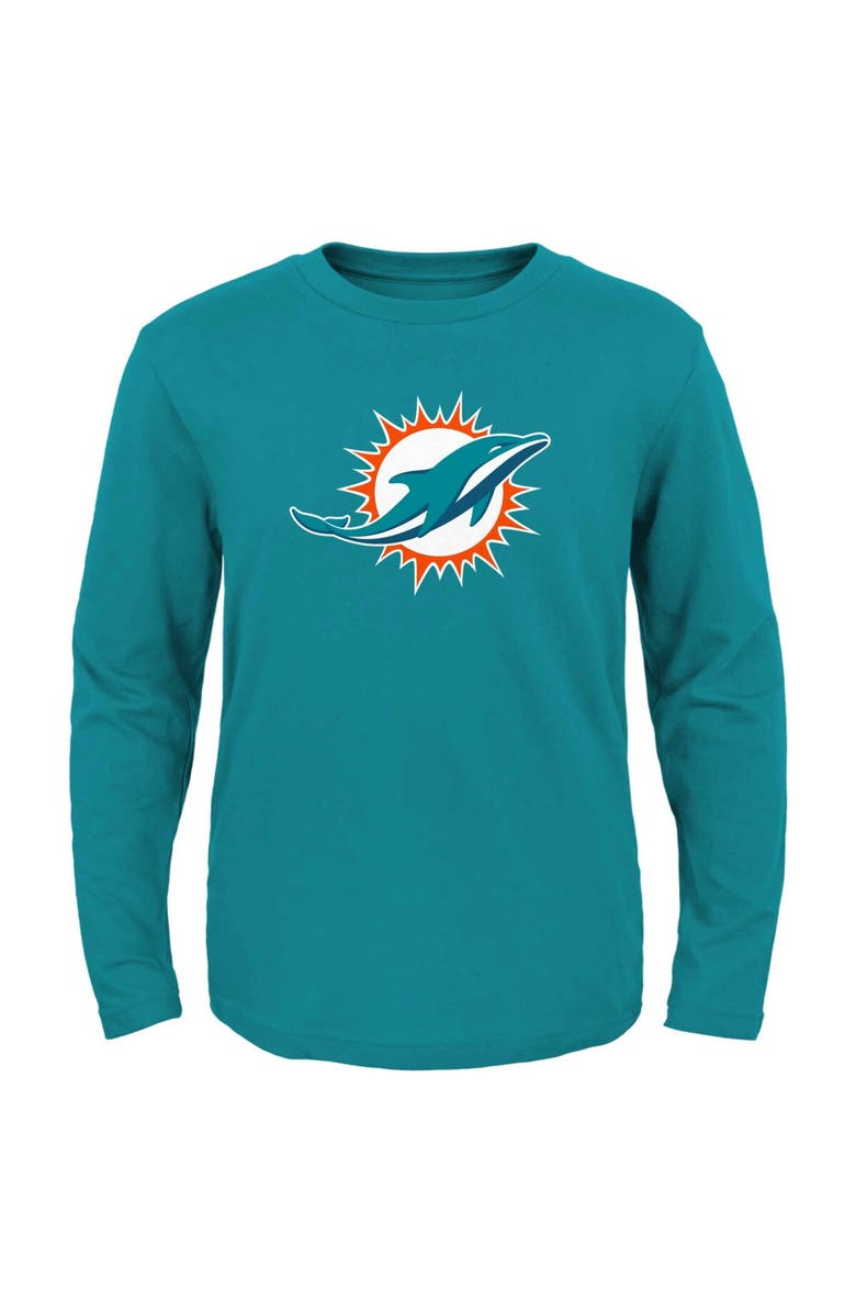 Outerstuff Youth Aqua Miami Dolphins Primary Logo Long Sleeve T-Shirt, Main, color, Aqua