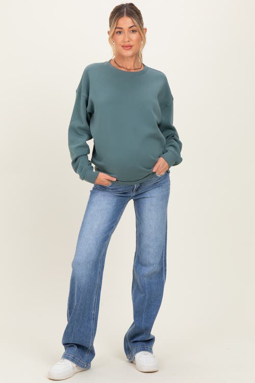 Pinkblush Lightly Distressed Maternity Straight Leg Jeans In Blue