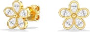 Everlee Pear Bezel Flower Lab Diamond Earrings in 14K Gold