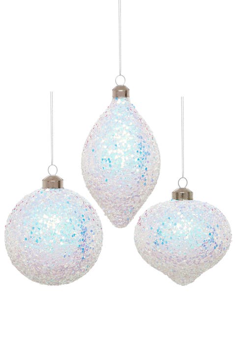 Iridescent Glitter Ornament, Box of 6