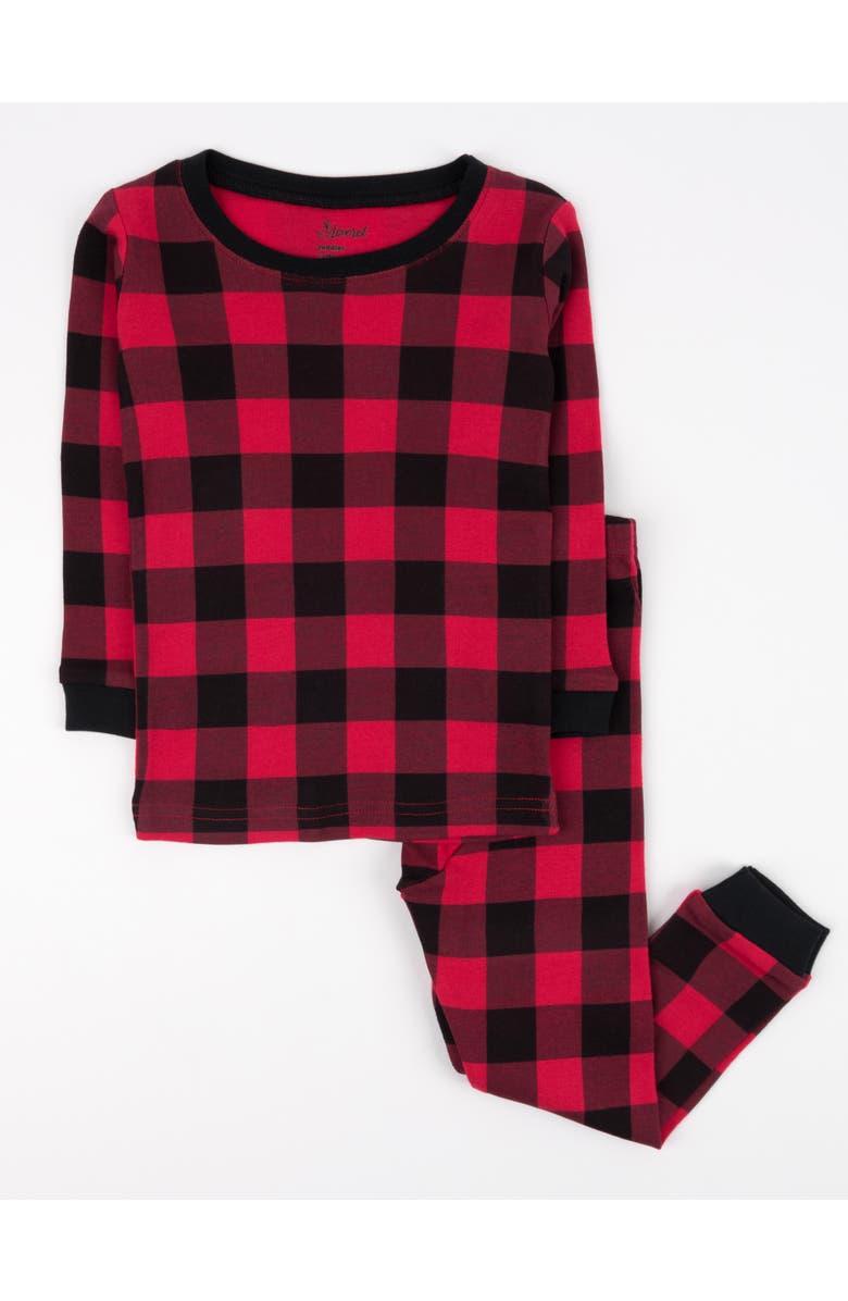 Leveret Kids Two-Piece Cotton Matching Family Holiday Pajamas, Christmas Plaid, Main, color, Plaid Black & Red