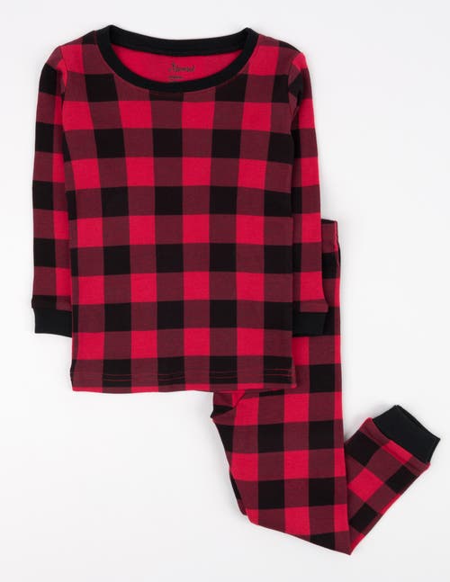 Leveret Kids'  Two-piece Cotton Matching Family Holiday Pajamas, Christmas Plaid In Red