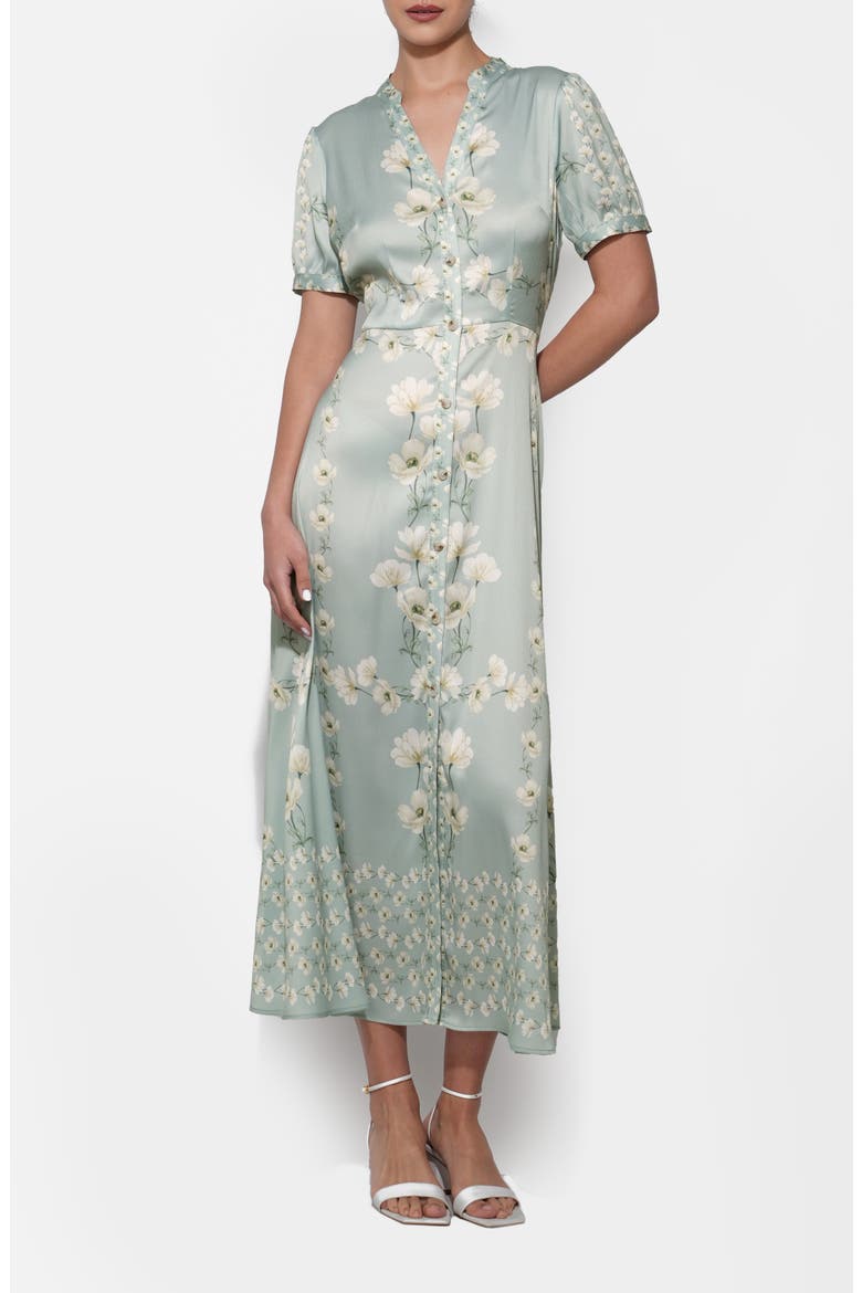 floral print satin maxi dress Midnight Garden Satin Floral Maxi Dress