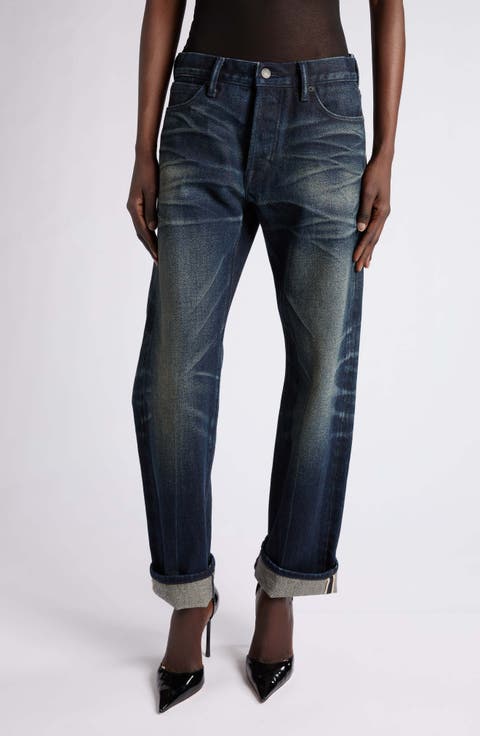 Low Rise Straight Leg Boyfriend Jeans
