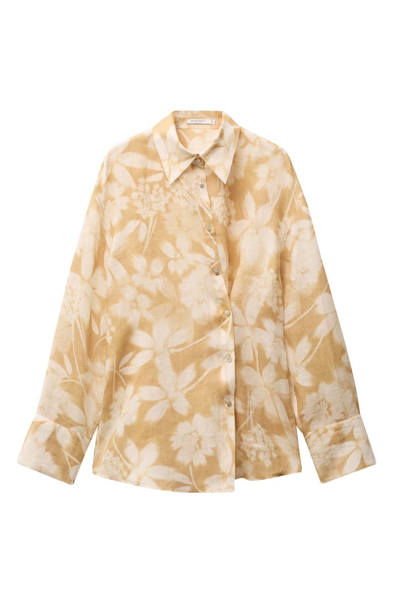 MANGO Floral Ramie Button-Up Shirt, Alternate, color, 