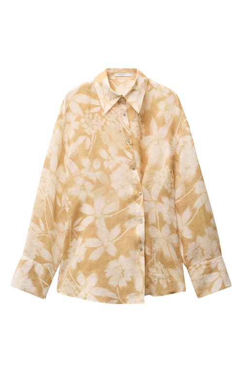 Shop Mango Floral Ramie Button-up Shirt