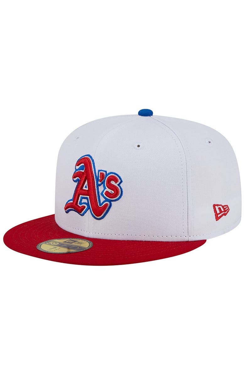 New Era Men's New Era White/Red Oakland Athletics Undervisor 59FIFTY Fitted Hat, Alternate, color,