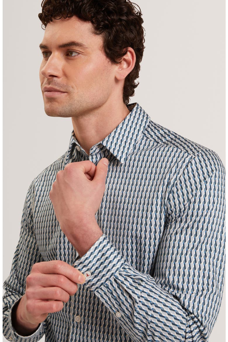 Firdawi Long Sleeve Slim Fit Button-Up Shirt, Alternate, color, NAVY