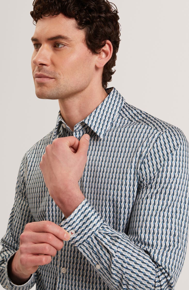 Ted Baker Firdawi Long Sleeve Slim Fit Button-Up Shirt, Alternate, color, Navy