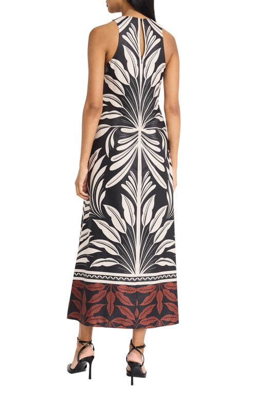 Shop Donna Morgan For Maggy Sleeveless Column Maxi Dress In Black/rust