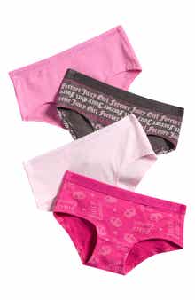 Juicy Couture Kids' Assorted 4-Pack Stretch Cotton Boyleg Briefs