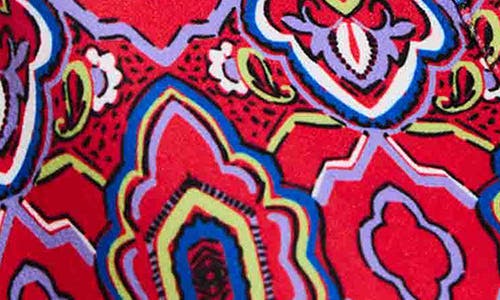 Foxcroft Tammy Tile Print Collared Dress In Red/multi