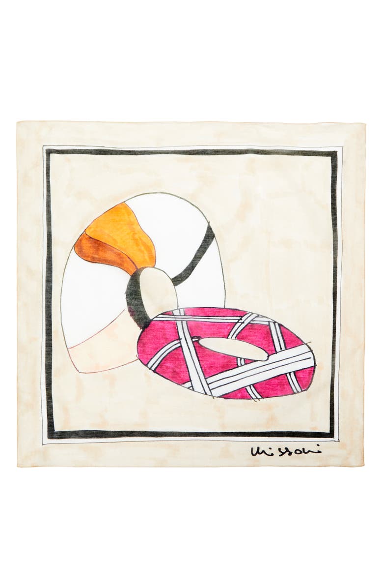 Missoni Cotton & Silk Graphic Square Scarf, Alternate, color, 0001 Cream Multi