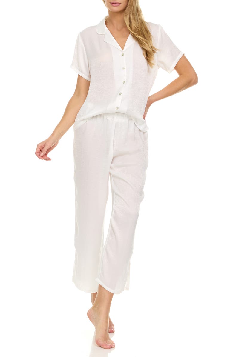 Flora Nikrooz Laurena Sandwashed Charmeuse Capri Pajamas, Alternate, color, 