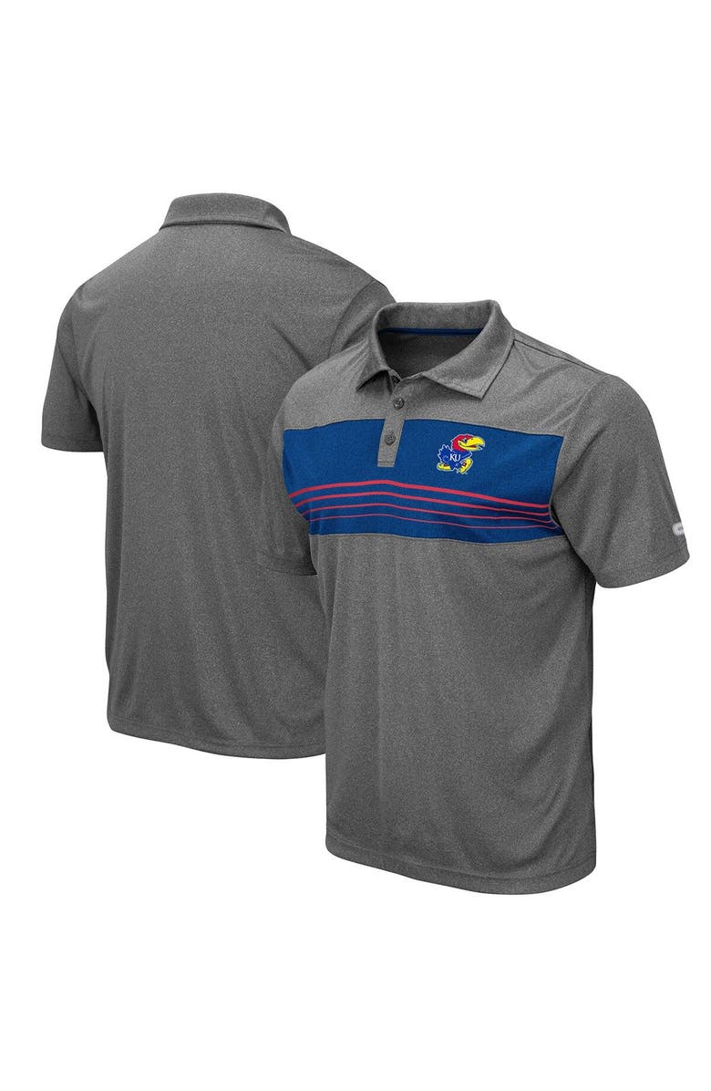 COLOSSEUM Men's Colosseum Heathered Charcoal Kansas Jayhawks Smithers Polo, Main, color,