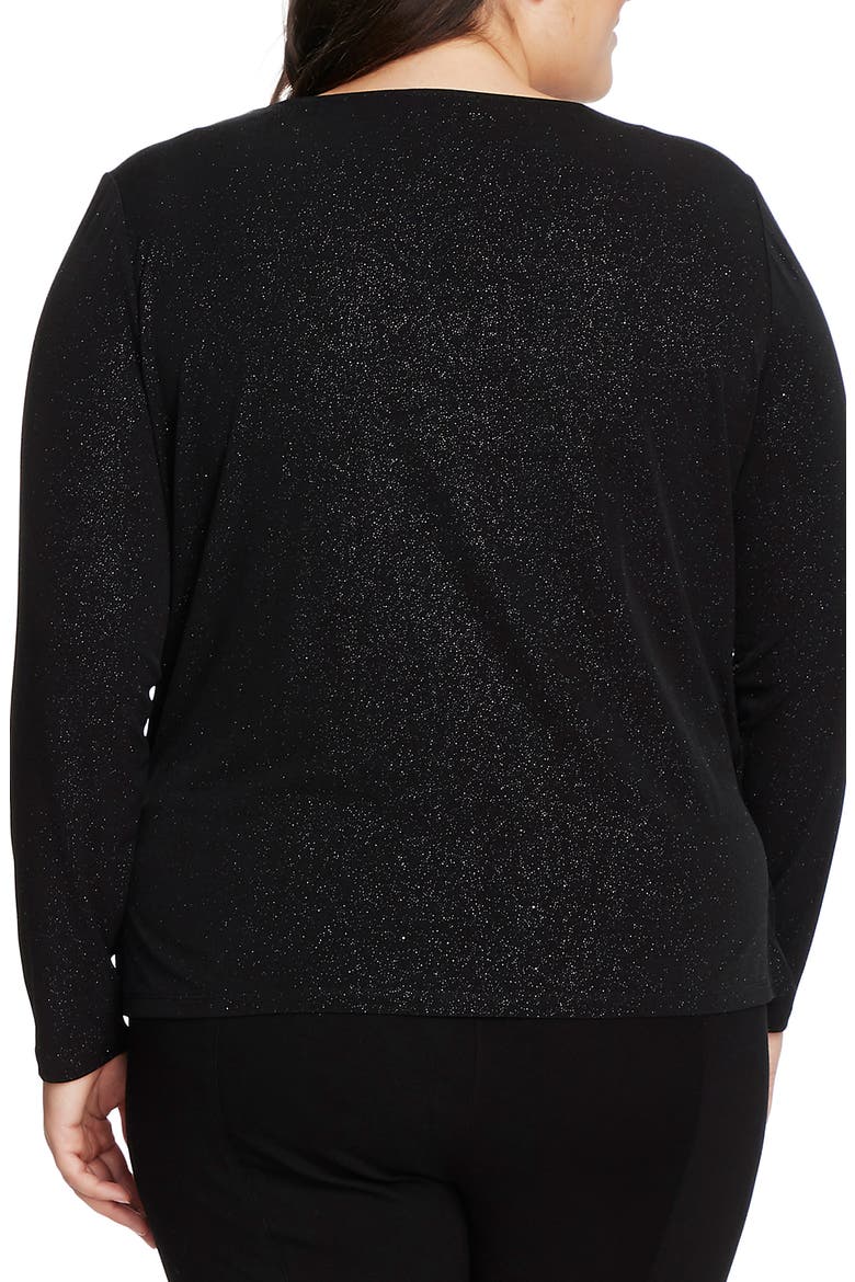 Faux Wrap Sparkle Jersey Top, Alternate, color, RICH BLACK